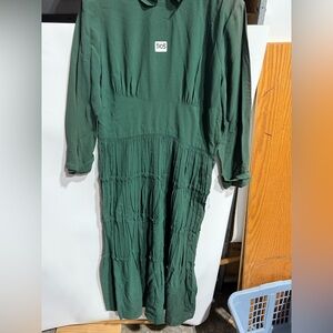 #3105-Chic Dark Green Long Sleeve Dress